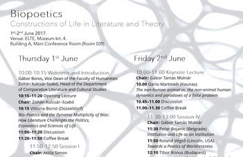 Biopoetics – Constructions of Life in Literature and Theory
