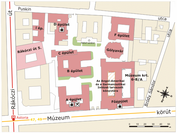 A Trefort kerti campus térképe.